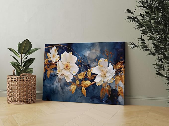 Flower Paintings For Wall Decoration With Frame Canvas Painting For Living Room bedroom Home Office & Hotels (22 inch x 16 inch CH-FLW-LDP9)