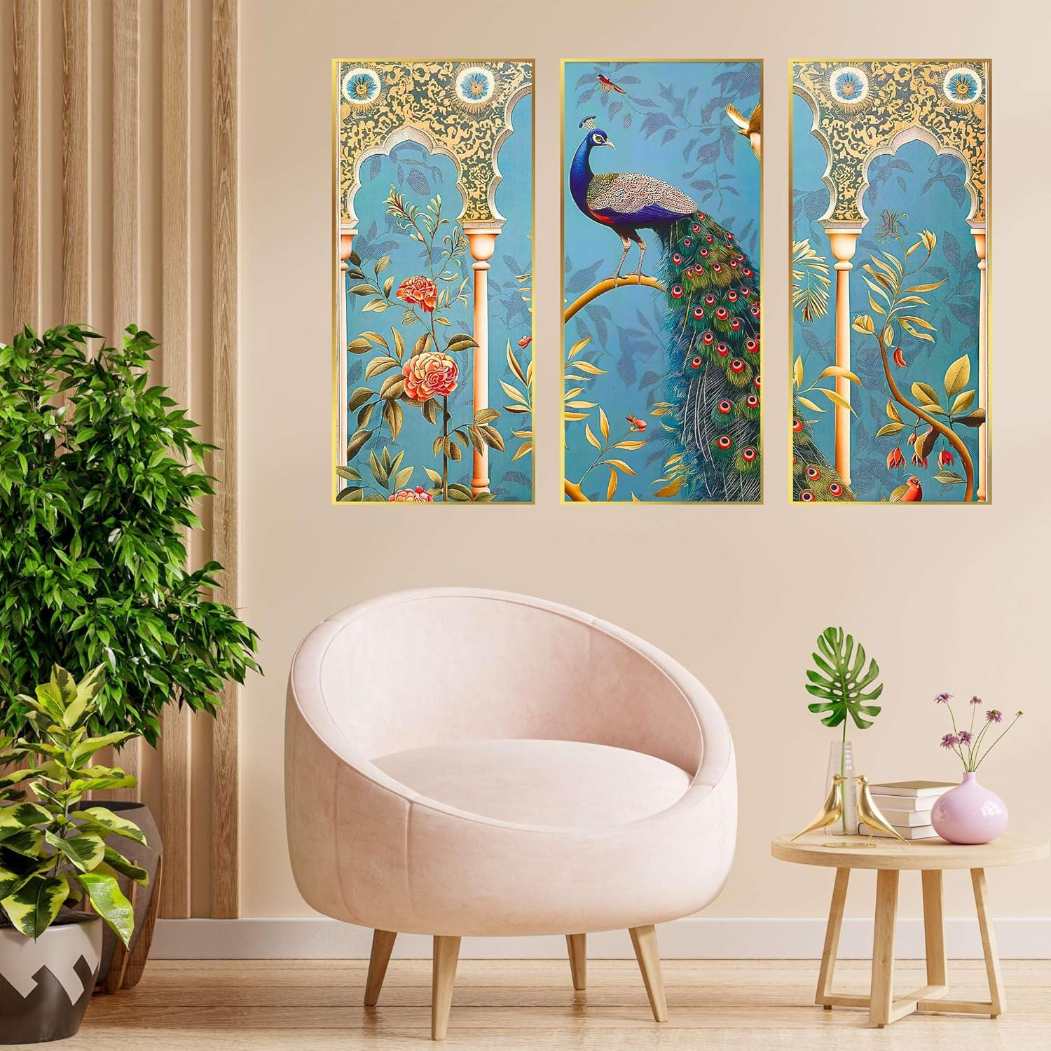 Set of Three large Wall Paintings for Wall Dacoration Golden Framed Wall Paintings for Living Room & Bedroom Wall Art for Home Decoration & Office Wall Décor (14x11 inch CH-LGD3-4)