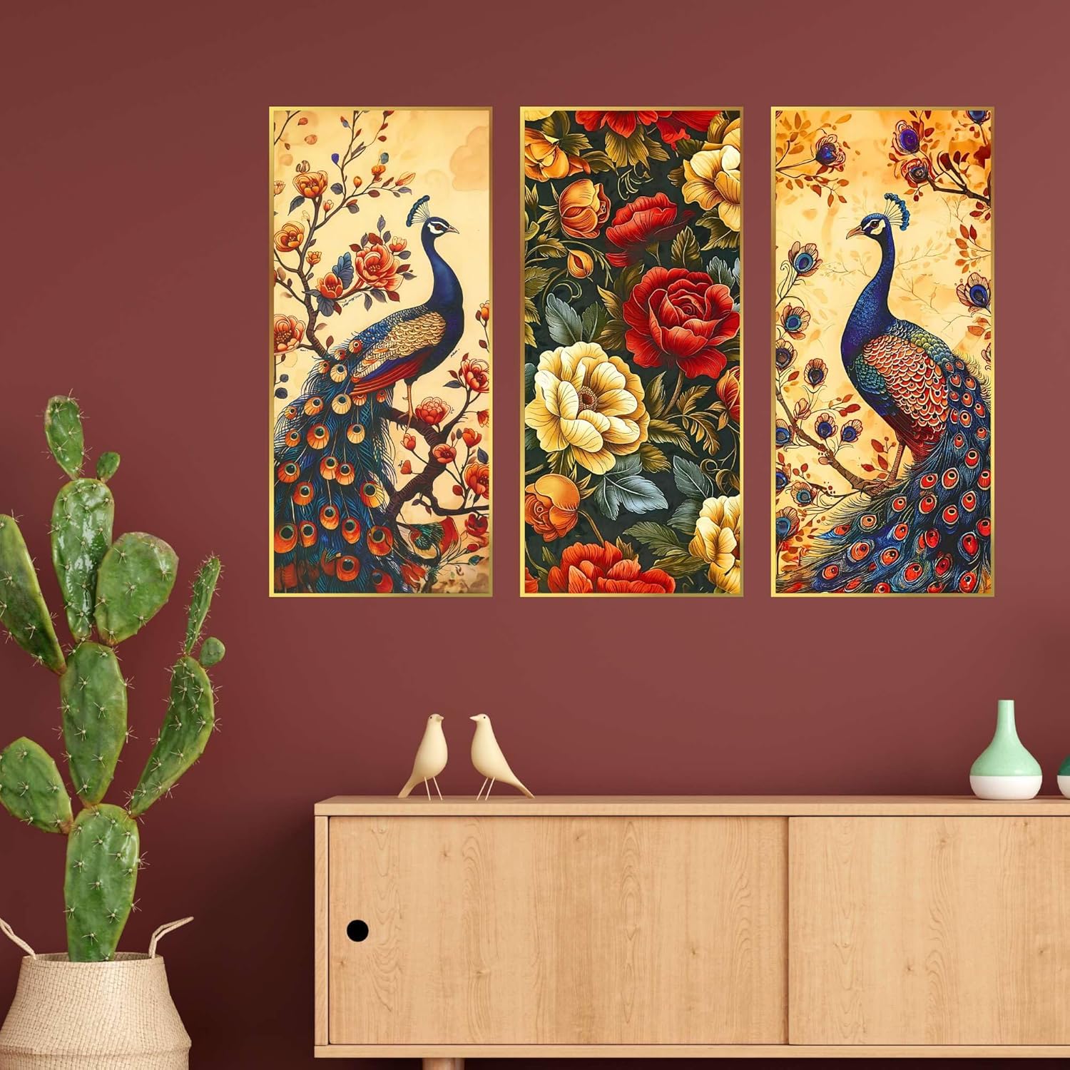 Set of Three large Wall Paintings for Wall Dacoration Golden Framed Wall Paintings for Living Room & Bedroom Wall Art for Home Decoration & Office Wall Décor (14x11 inch CH-LGD3-5)
