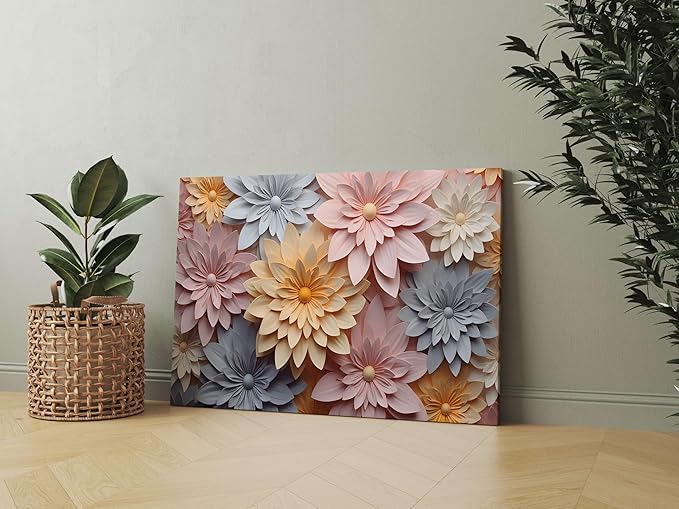 3D Floral Wall Art Painting for Living Room – Modern Home Décor Canvas