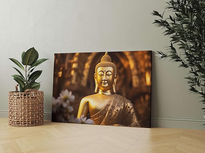 Buddha Paintings For Wall Decoration With Frame Canvas Painting For Living Room bedroom Home Office & Hotels (22 inch x 16 inch CH-BD-LDP12)