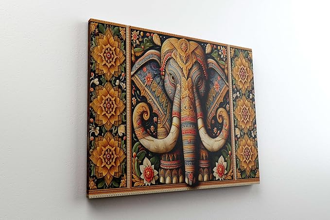 Modern Elephant Wall Art – Framed Canvas Painting for Living Room, Bedroom, Home, Office & Hotels | Wall Decoration (22 x 16 Inch, CH-MA-LDP12)