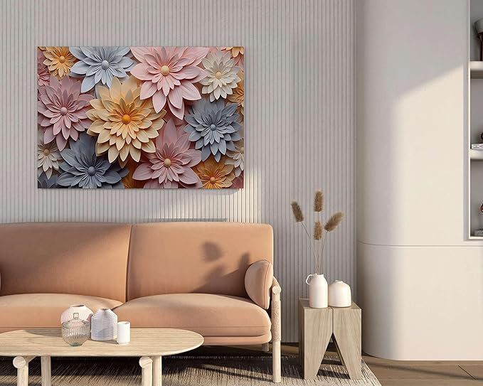 3D Floral Wall Art Painting for Living Room – Modern Home Décor Canvas