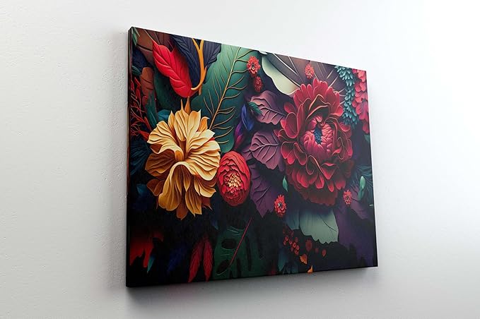 Colorful Floral Wall Art – Modern Canvas Painting for Living Room, Bedroom & Office & Hotels (22 inch x 16 inch CH-FLW-LDP50)