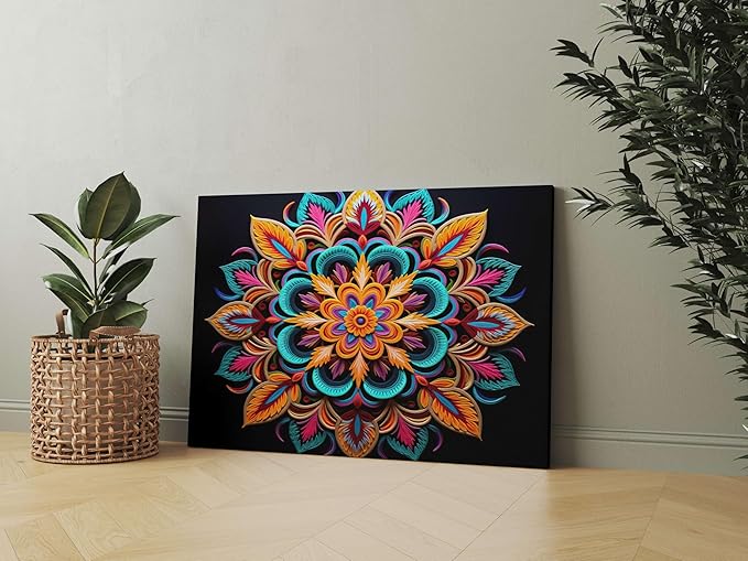 Colorful Mandala Wall Art Painting – Vibrant Canvas for Living Room & Home Décor