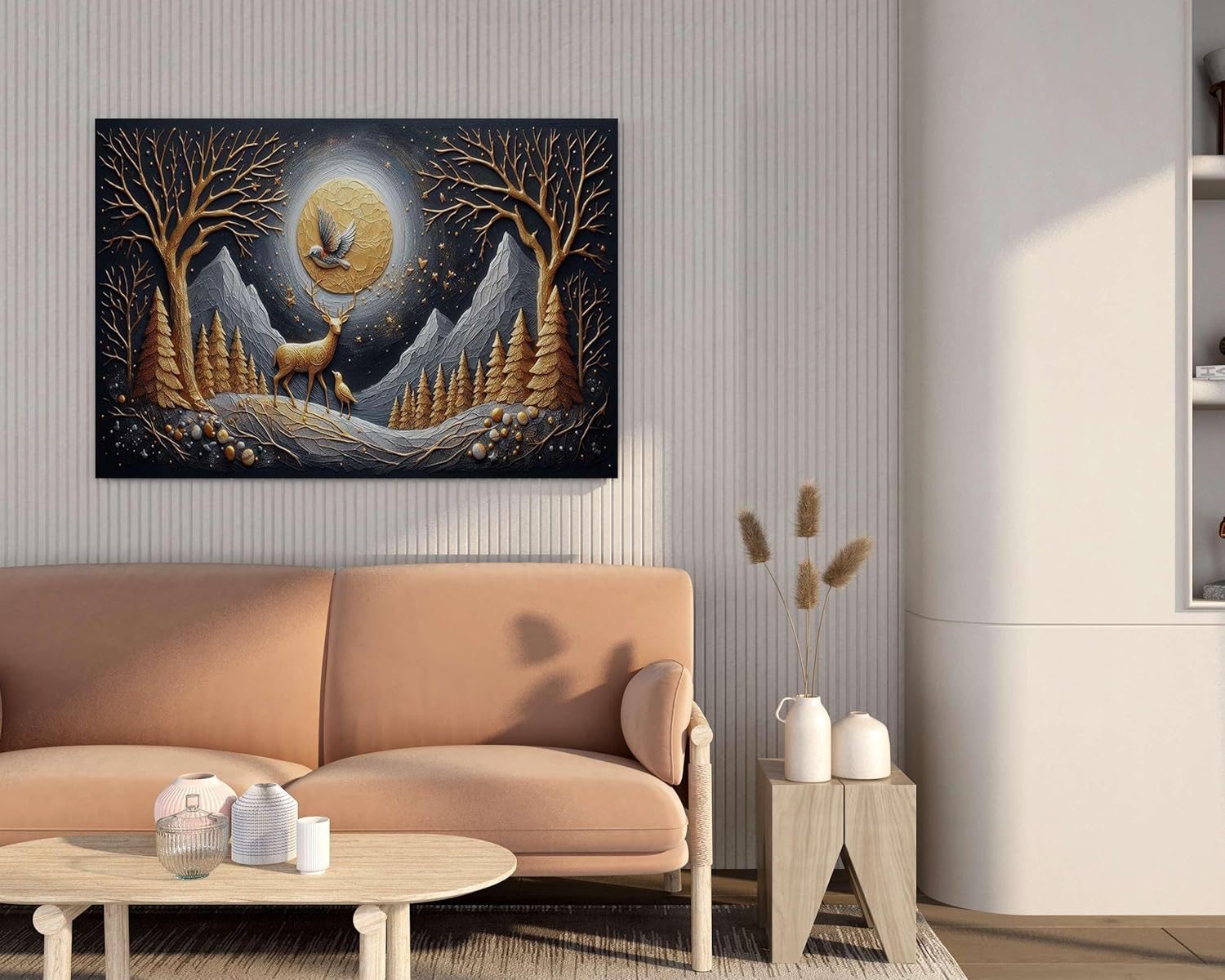 Modern Wall Art Painting – Framed Canvas for Wall Decoration | Nature & Deer Design for Living Room, Bedroom, Home, Office & Hotels (22 x 16 Inch, CH-MA-LDP7