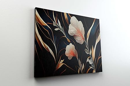 Elegant Floral Wall Art – Luxury Golden Canvas Painting for Living Room, Bedroom & Office Décor (22 inch x 16 inch CH-FLW-LDP72)