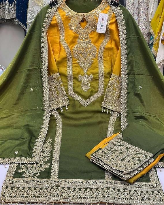 Women's Chinon Silk Embroidery Straight Kashmiri Salwar Suit with Dupatta | Elegant Ethnic Wear