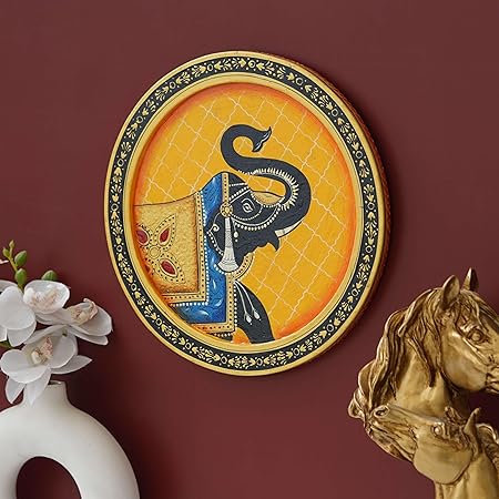 Traditional Elephant Wall Plate – Handcrafted Decorative Art for Living Room & Home Décor (12X12INCHES) 25