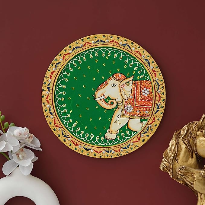 Traditional Elephant Wall Plate – Handcrafted Decorative 10 Inch Art Plate for Home & Wall Décor