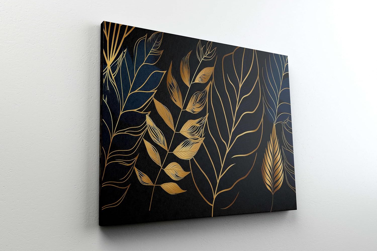 Golden Leaf Wall Art – Modern Canvas Painting for Living Room, Bedroom & Office & Hotels (22 inch x 16 inch CH-FLW-LDP23)