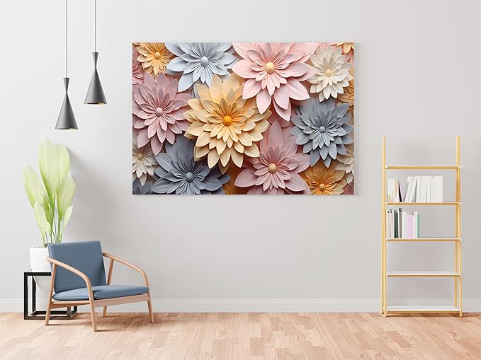 3D Floral Wall Art Painting for Living Room – Modern Home Décor Canvas