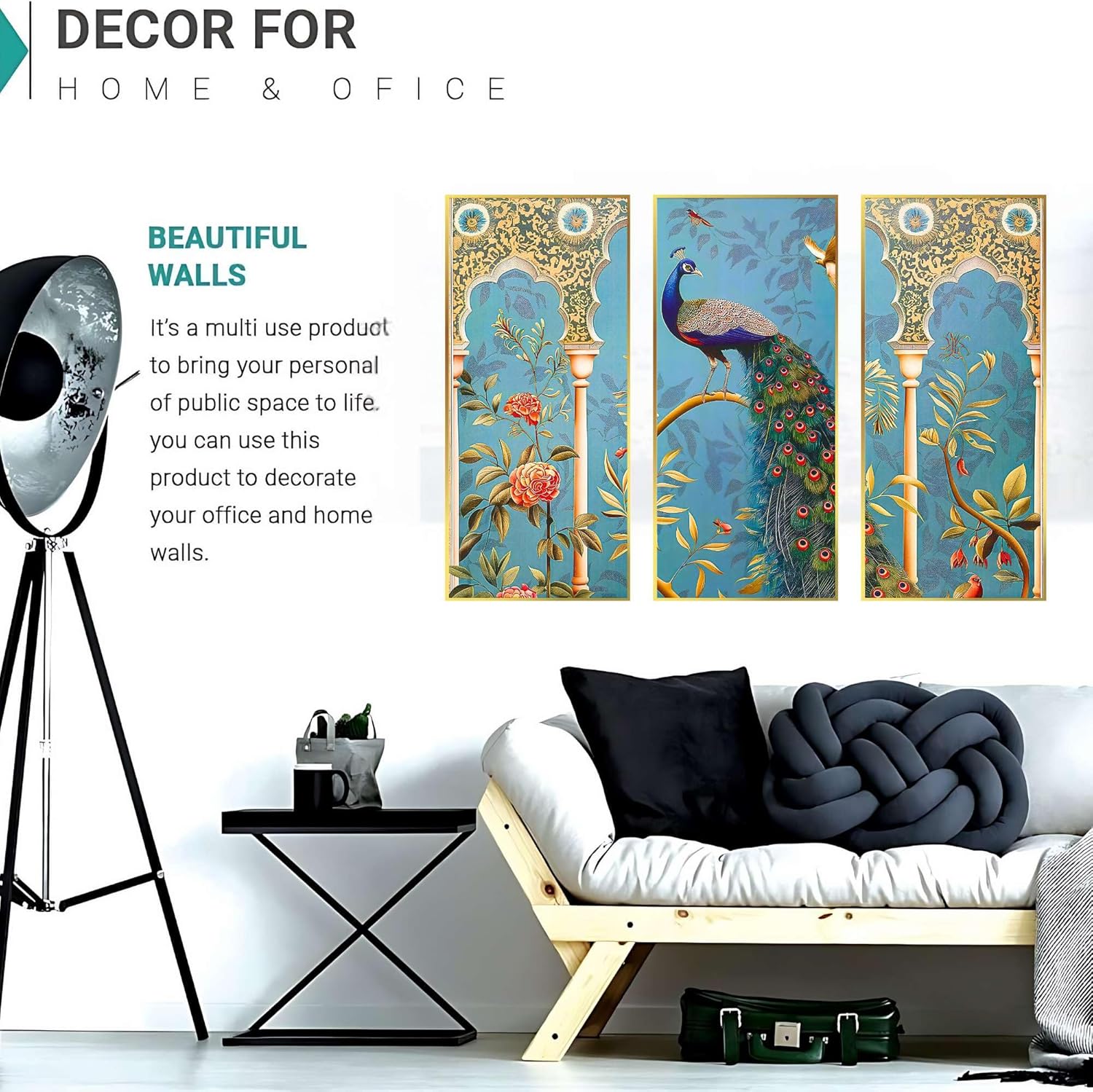 Set of Three large Wall Paintings for Wall Dacoration Golden Framed Wall Paintings for Living Room & Bedroom Wall Art for Home Decoration & Office Wall Décor (14x11 inch CH-LGD3-4)
