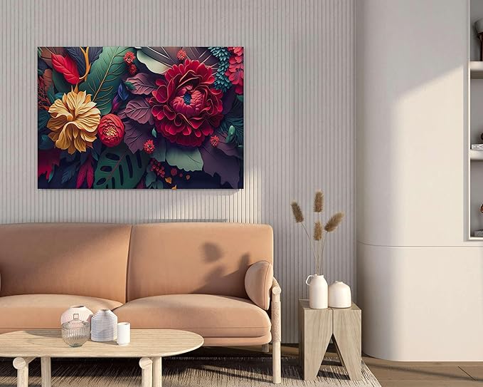 Colorful Floral Wall Art – Modern Canvas Painting for Living Room, Bedroom & Office & Hotels (22 inch x 16 inch CH-FLW-LDP50)