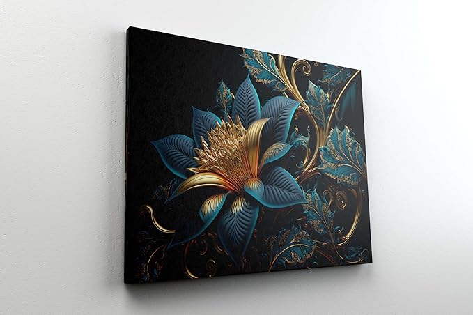 Golden Leaf Wall Art – Modern Canvas Painting for Living Room, Bedroom & Office & Hotels (22 inch x 16 inch CH-FLW-LDP31)