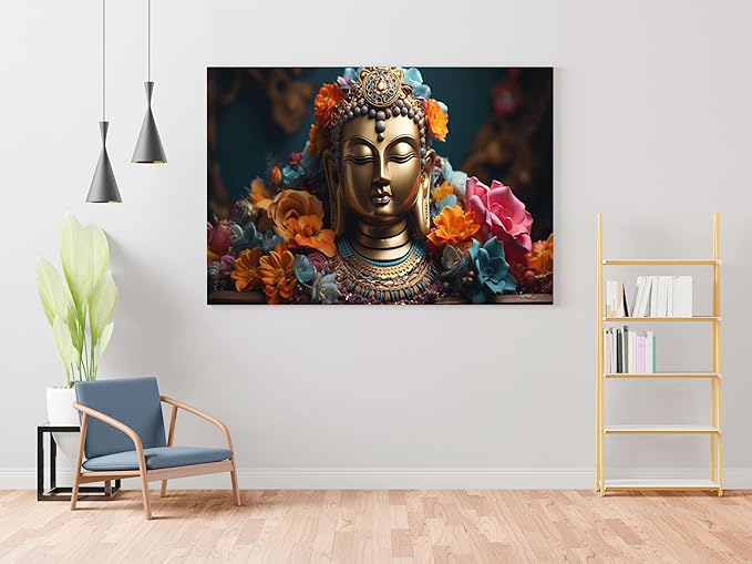 Buddha Paintings For Wall Decoration With Frame Canvas Painting For Living Room bedroom Home Office & Hotels (22 inch x 16 inch CH-BD-LDP15)