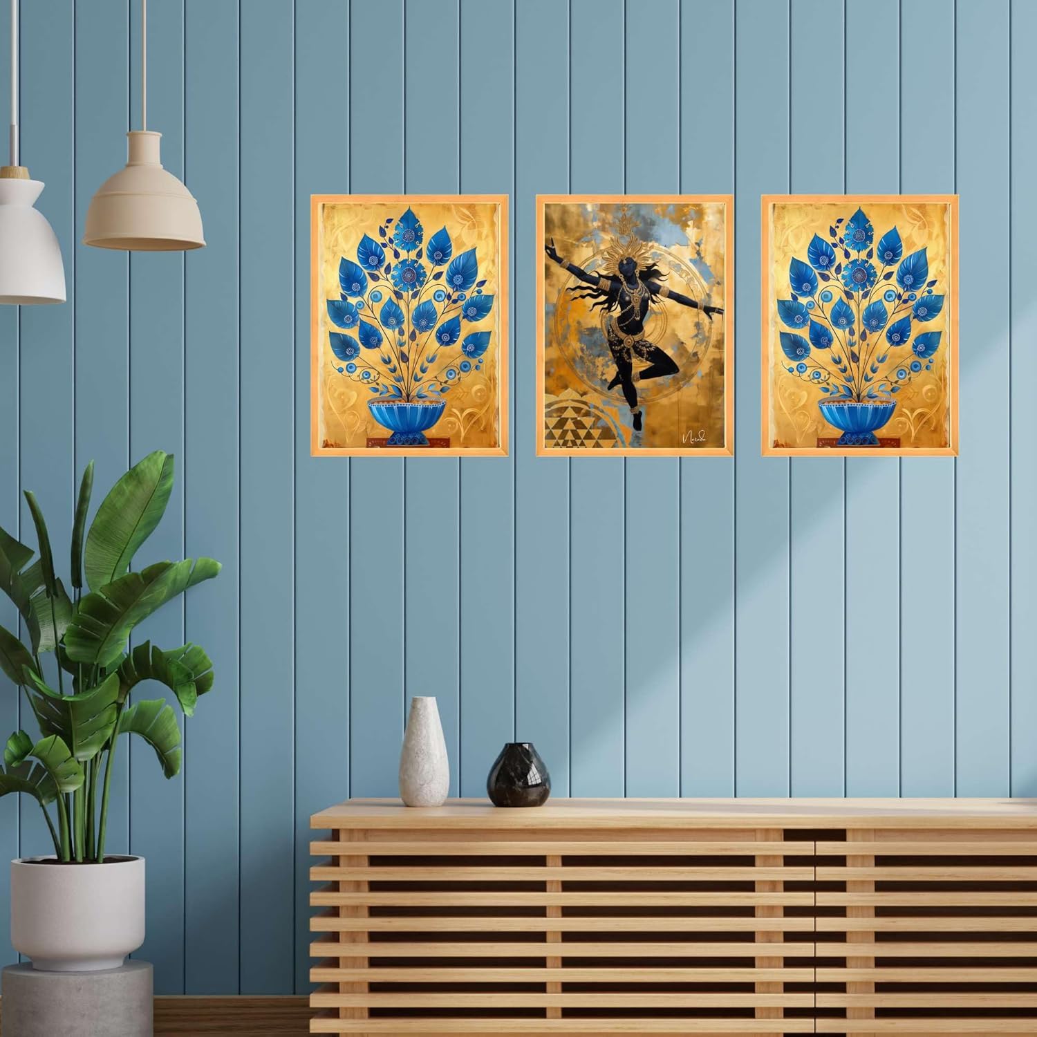 Set of Three Wall Paintings for Wall Dacoration Large Framed Wall Paintings for Living Room & Bedroom Wall Art for Home Decoration & Office Wall Décor (18x12 inch CH-WD3-10)