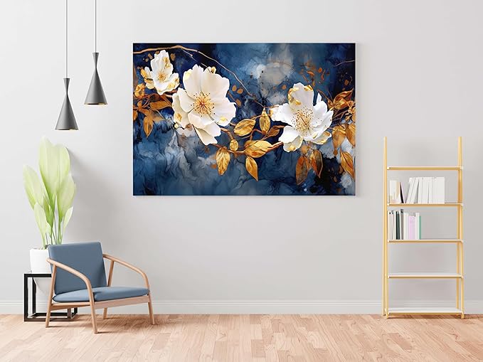Flower Paintings For Wall Decoration With Frame Canvas Painting For Living Room bedroom Home Office & Hotels (22 inch x 16 inch CH-FLW-LDP9)