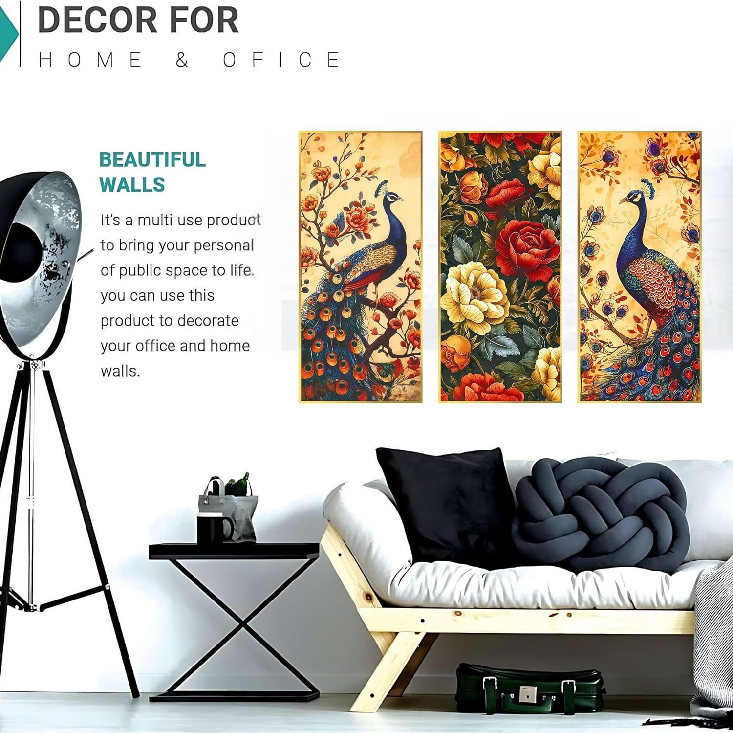 Set of Three large Wall Paintings for Wall Dacoration Golden Framed Wall Paintings for Living Room & Bedroom Wall Art for Home Decoration & Office Wall Décor (14x11 inch CH-LGD3-5)