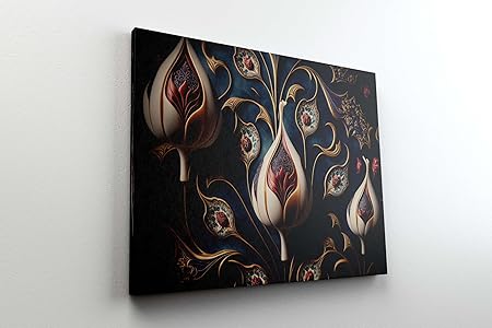 Golden Tulip Floral Wall Art – Luxury Canvas Painting for Living Room, Bedroom & Office Décor (22 inch x 16 inch CH-FLW-LDP7)