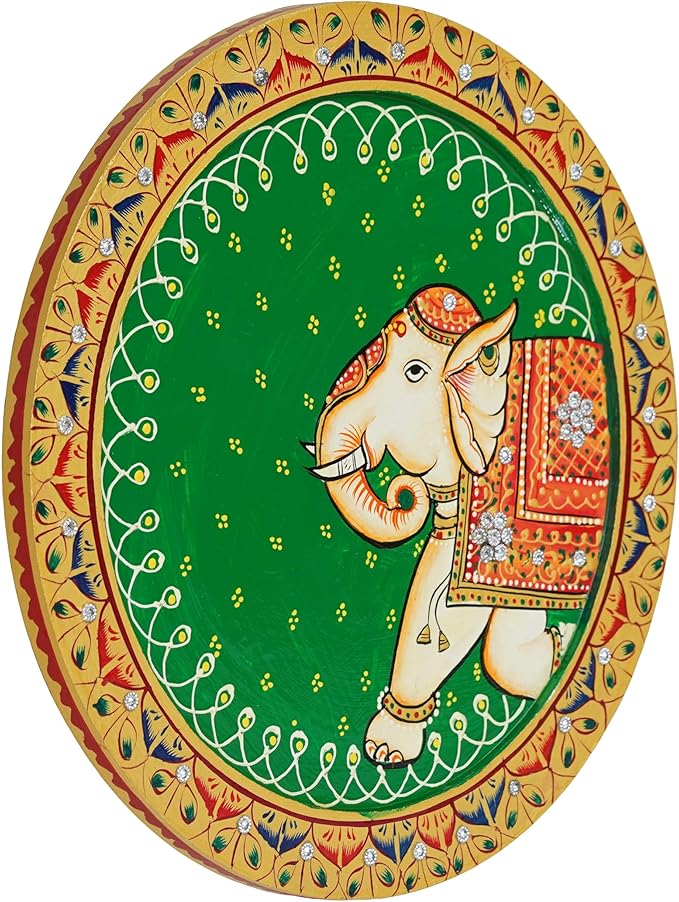 Traditional Elephant Wall Plate – Handcrafted Decorative 10 Inch Art Plate for Home & Wall Décor