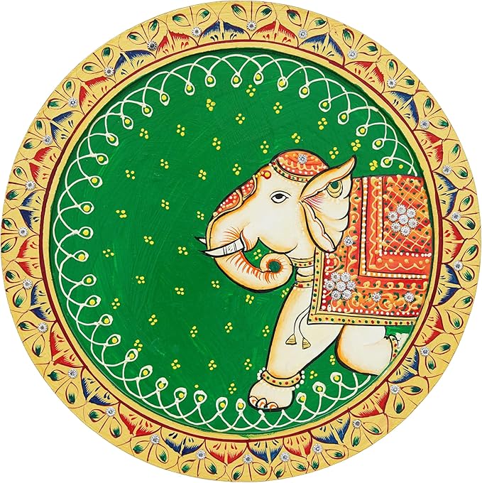 Traditional Elephant Wall Plate – Handcrafted Decorative 10 Inch Art Plate for Home & Wall Décor