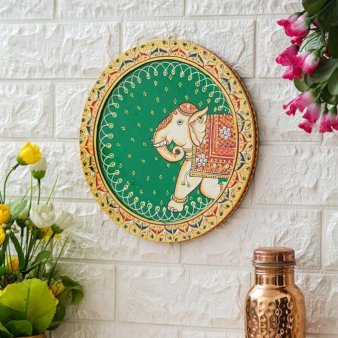 Traditional Elephant Wall Plate – Handcrafted Decorative 10 Inch Art Plate for Home & Wall Décor