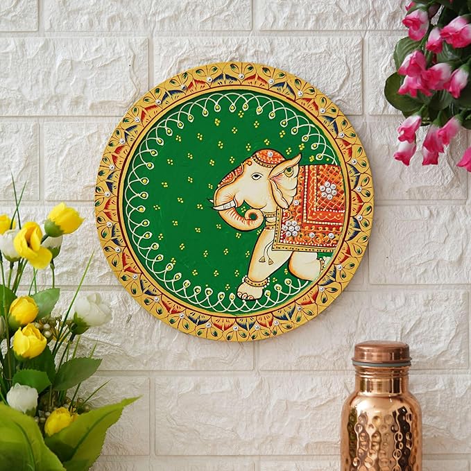 Traditional Elephant Wall Plate – Handcrafted Decorative 10 Inch Art Plate for Home & Wall Décor