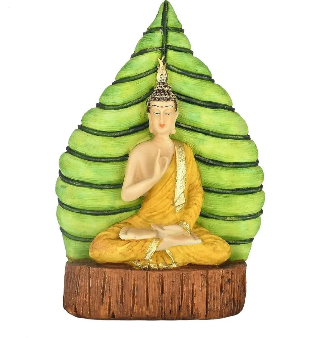 Meditating Buddha Statue with Bodhi Leaf – Peaceful Home & Office Décor