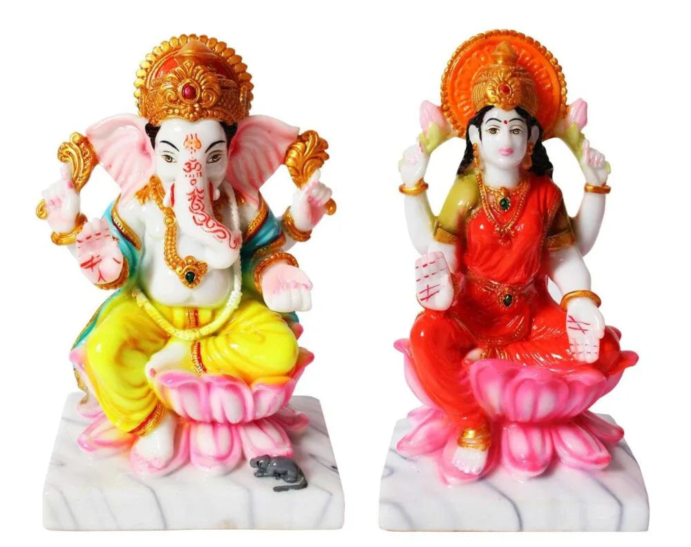 Lakshmi Ganesha Idol Set – 7 Inch Murti for Diwali Puja, Temple & Home Décor