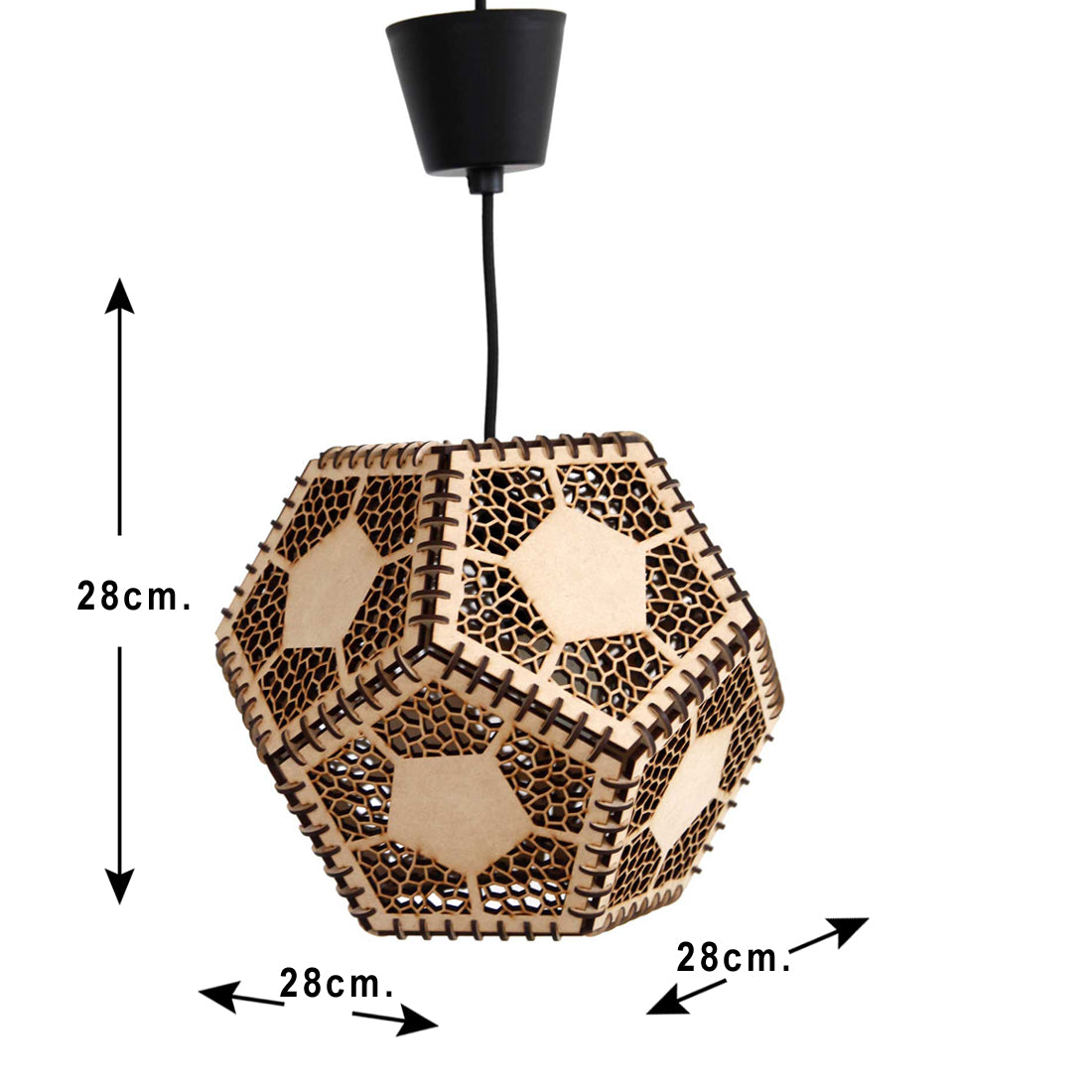 Wooden Pendant Hanging Light for Ceiling – Modern Decorative Hanging Lamp (28 cm) for Living Room, Dining Room, Bedroom & Café Decoration