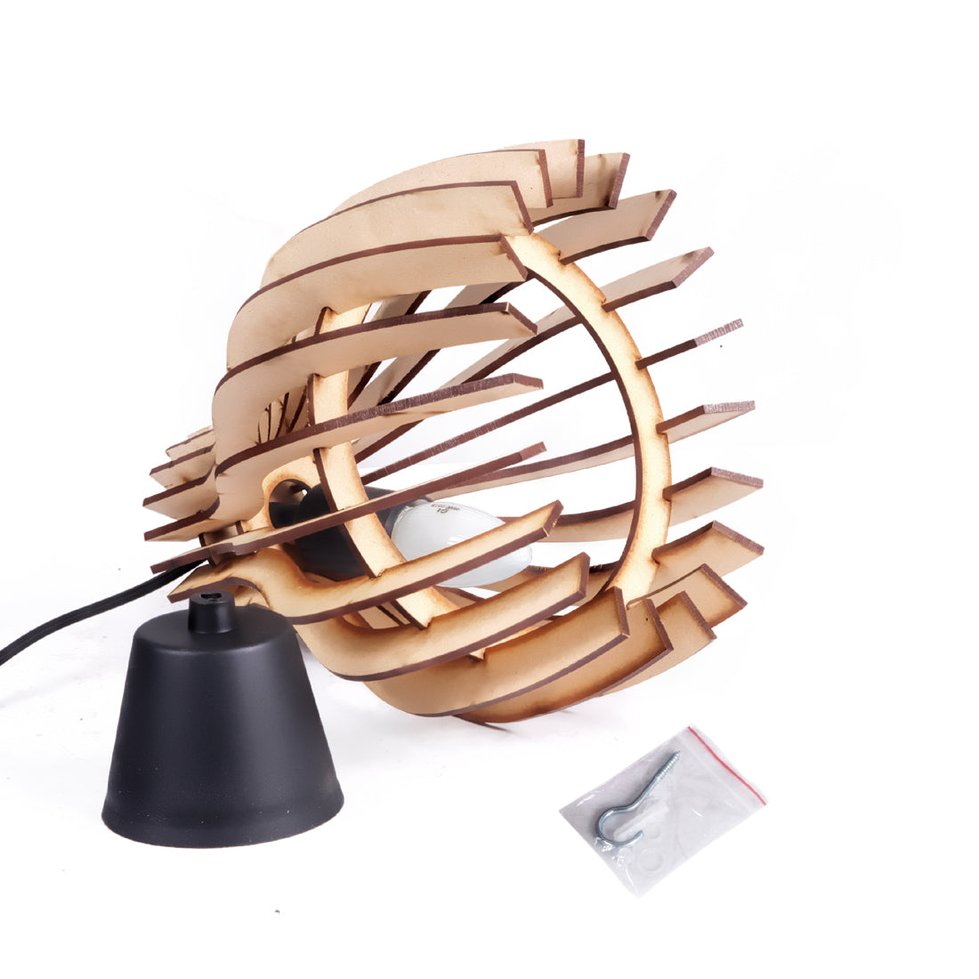 Wooden Pendant Light for Living Room, Bedroom & Dining | Modern Hanging Ceiling Lamp (31 x 22 cm)