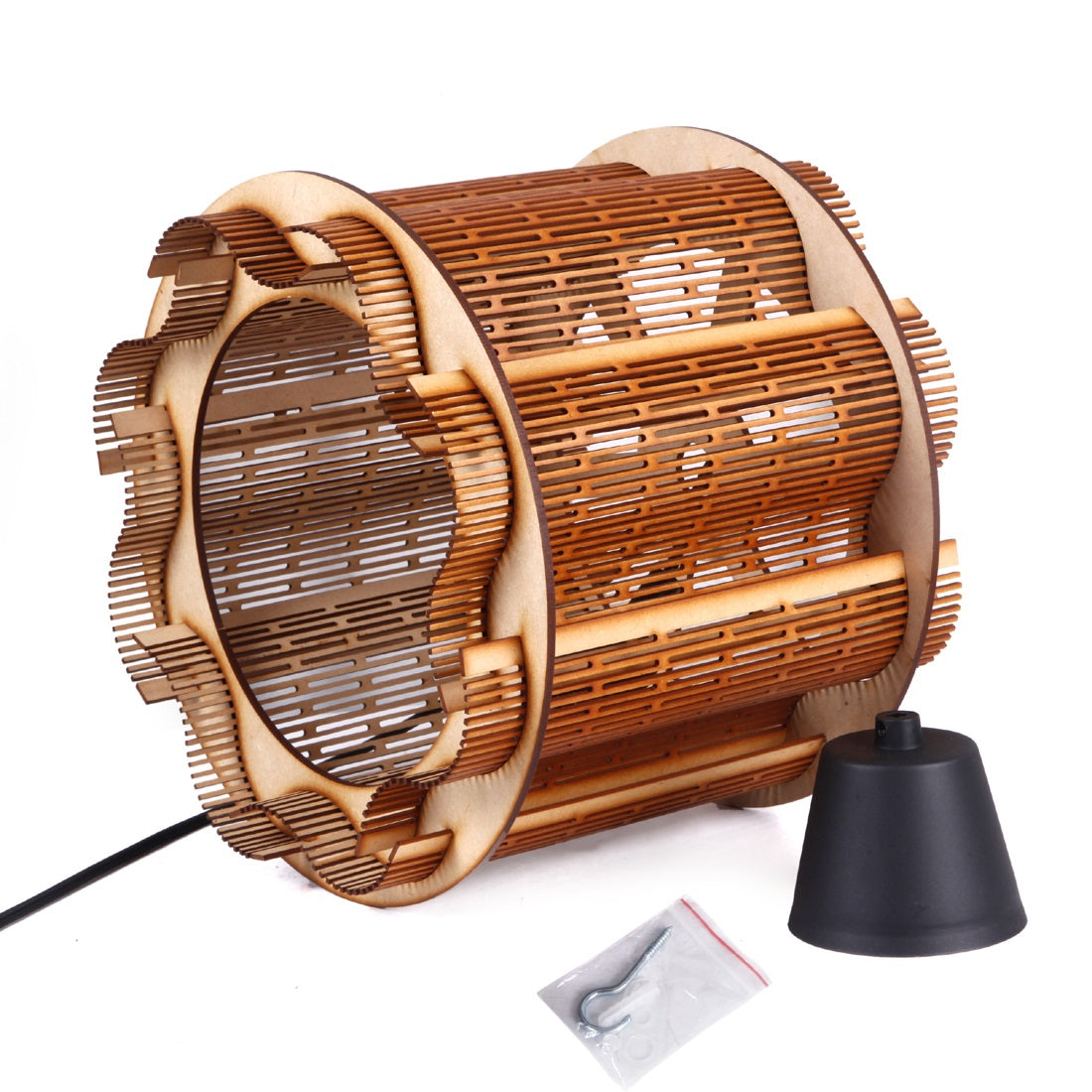 Wooden Pendant Hanging Light for Ceiling – Modern Decorative Hanging Lamp (30x27 cm) for Living Room, Dining Room, Bedroom & Café
