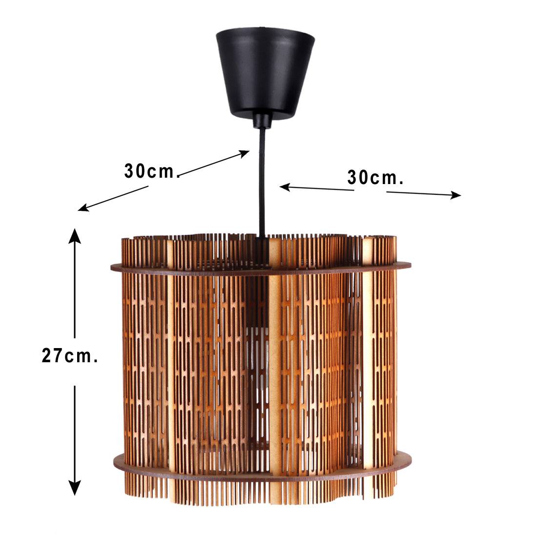 Wooden Pendant Hanging Light for Ceiling – Modern Decorative Hanging Lamp (30x27 cm) for Living Room, Dining Room, Bedroom & Café