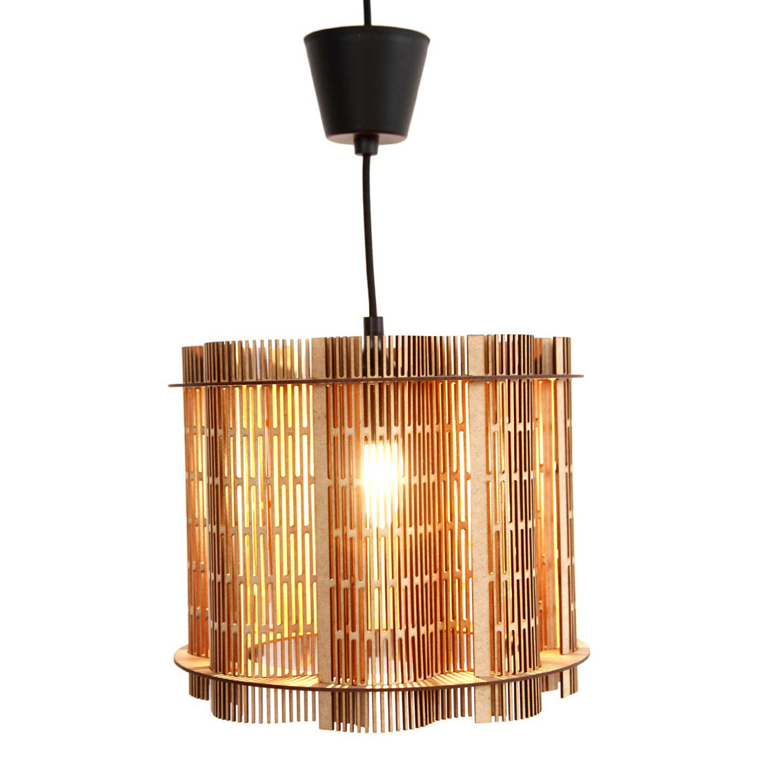 Wooden Pendant Hanging Light for Ceiling – Modern Decorative Hanging Lamp (30x27 cm) for Living Room, Dining Room, Bedroom & Café