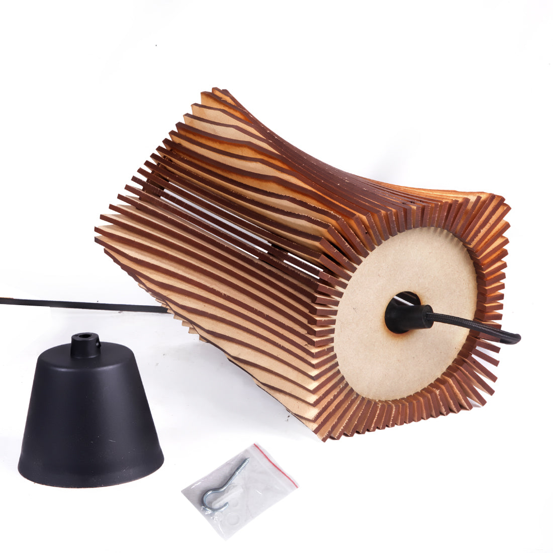Wooden Pendant Light for Living Room | Modern Hanging Ceiling Lamp 26cm | Decorative Wooden Chandelier for Home & Café