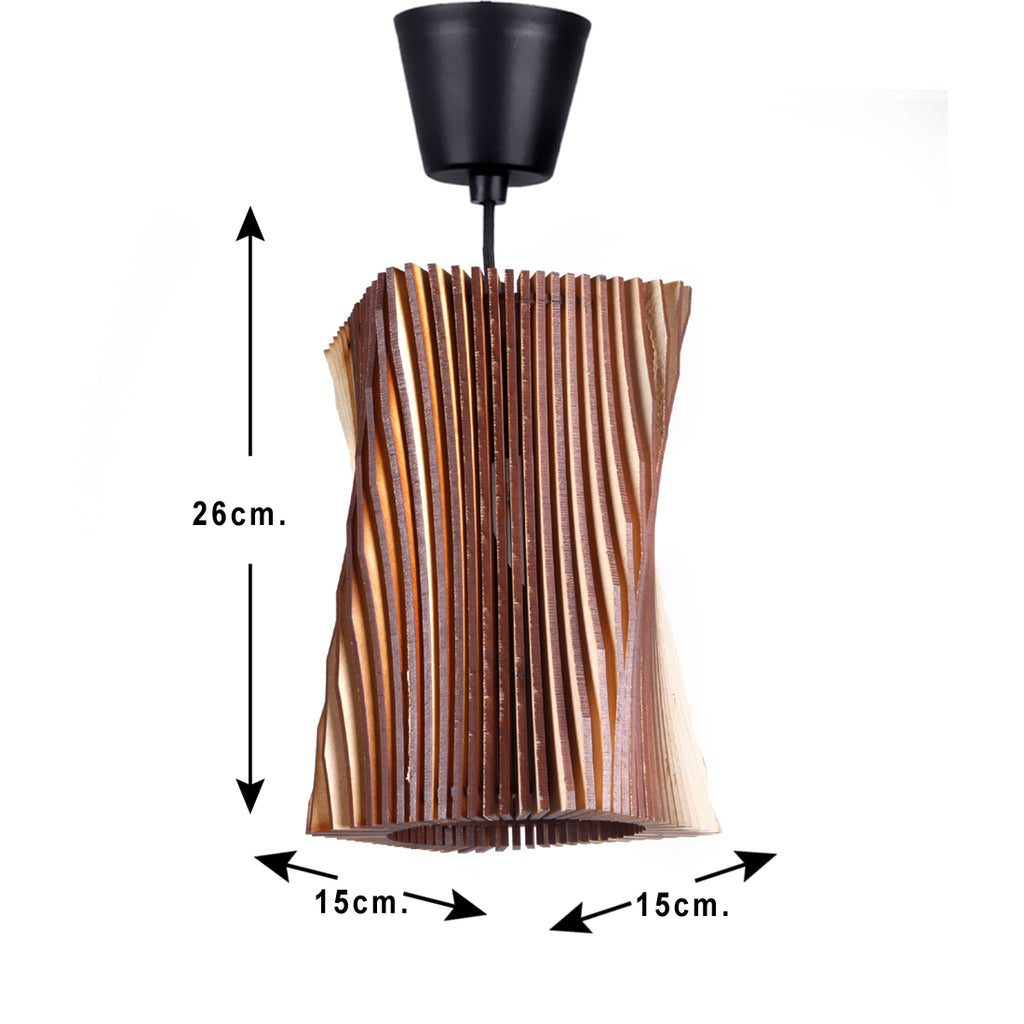 Wooden Pendant Light for Living Room | Modern Hanging Ceiling Lamp 26cm | Decorative Wooden Chandelier for Home & Café