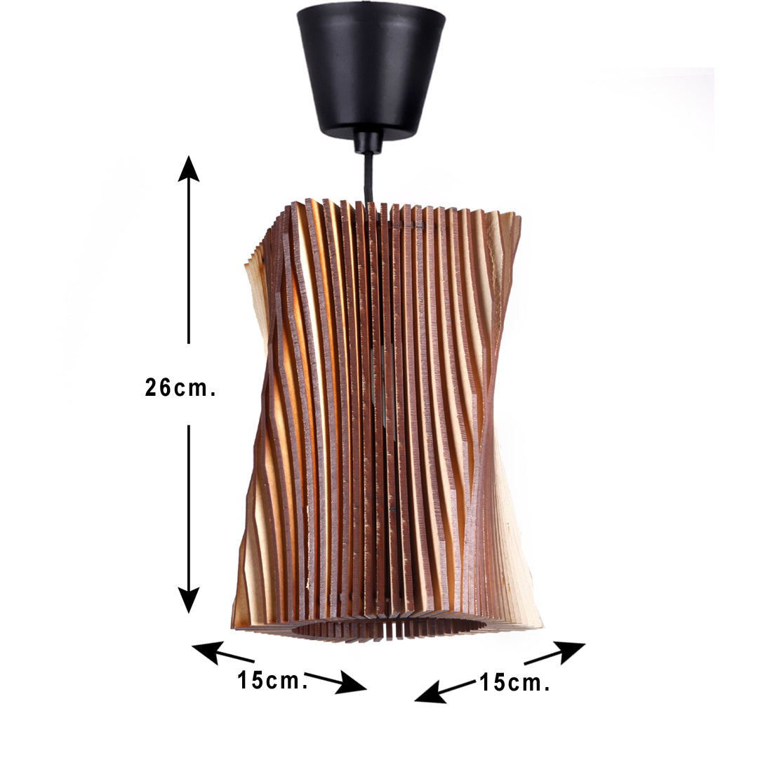 Wooden Pendant Light for Living Room | Modern Hanging Ceiling Lamp 26cm | Decorative Wooden Chandelier for Home & Café
