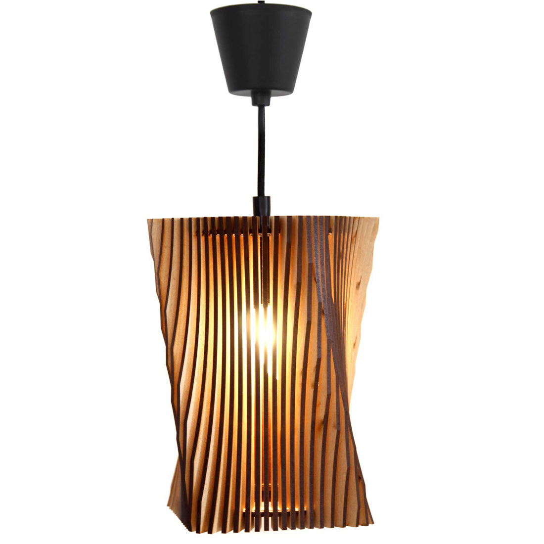 Wooden Pendant Light for Living Room | Modern Hanging Ceiling Lamp 26cm | Decorative Wooden Chandelier for Home & Café