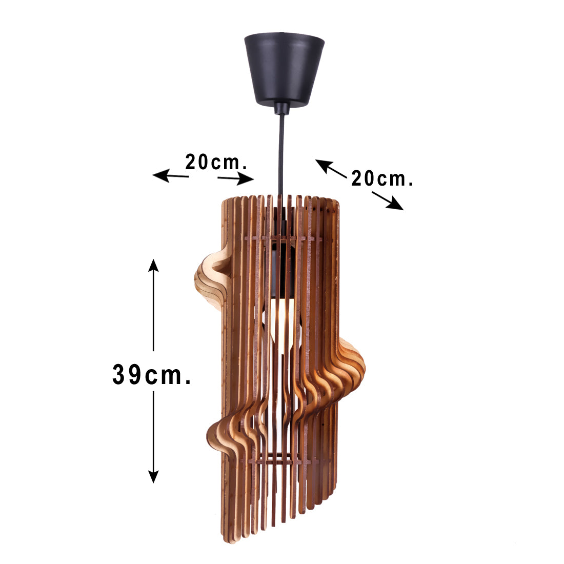 Wooden Hanging Pendant Light for Living Room | Modern Ceiling Lamp for Home Decoration (39x20 cm)
