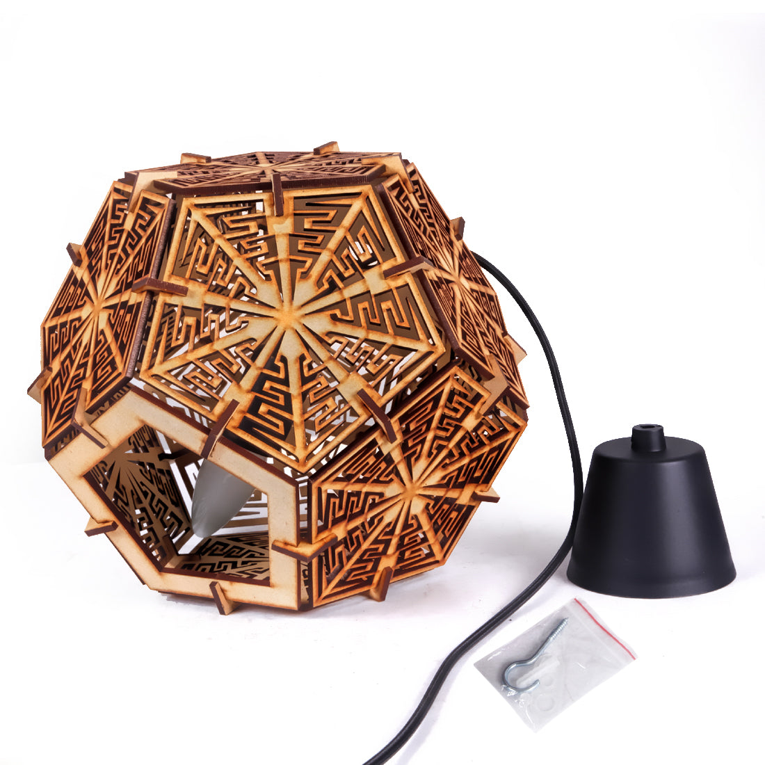 Wooden Hanging Pendant Light for Home Decoration | Decorative Wooden Ceiling Lamp 28cm for Living Room, Bedroom & Dining