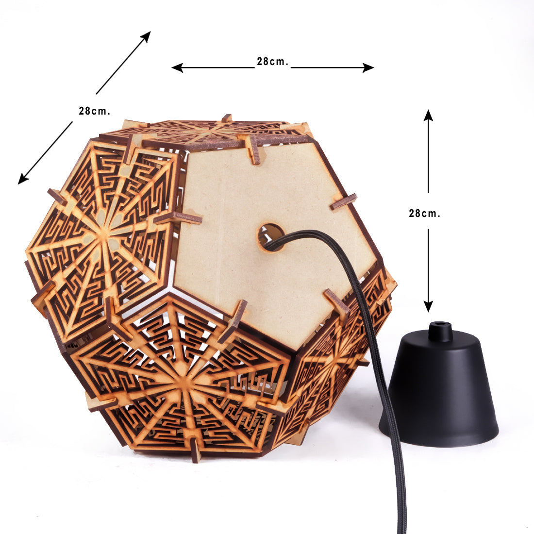 Wooden Hanging Pendant Light for Home Decoration | Decorative Wooden Ceiling Lamp 28cm for Living Room, Bedroom & Dining
