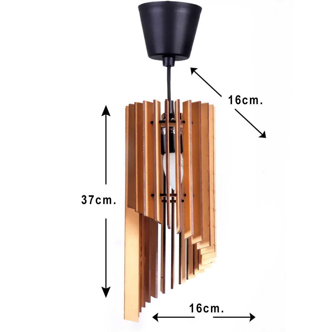 Wooden Hanging Pendant Light for Living Room, Dining Room & Bedroom | Modern Ceiling Lamp 37x16 cm