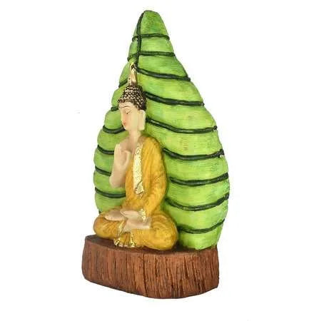 Meditating Buddha Statue with Bodhi Leaf – Peaceful Home & Office Décor