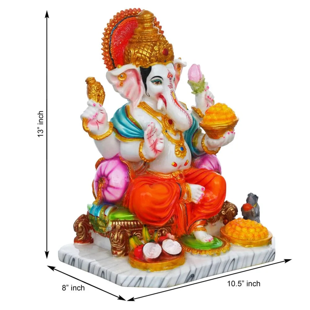 13 Inch Lord Ganesha Idol – Big Ganesh Murti for Home Temple, Mandir, Diwali Puja & Festive Decoration