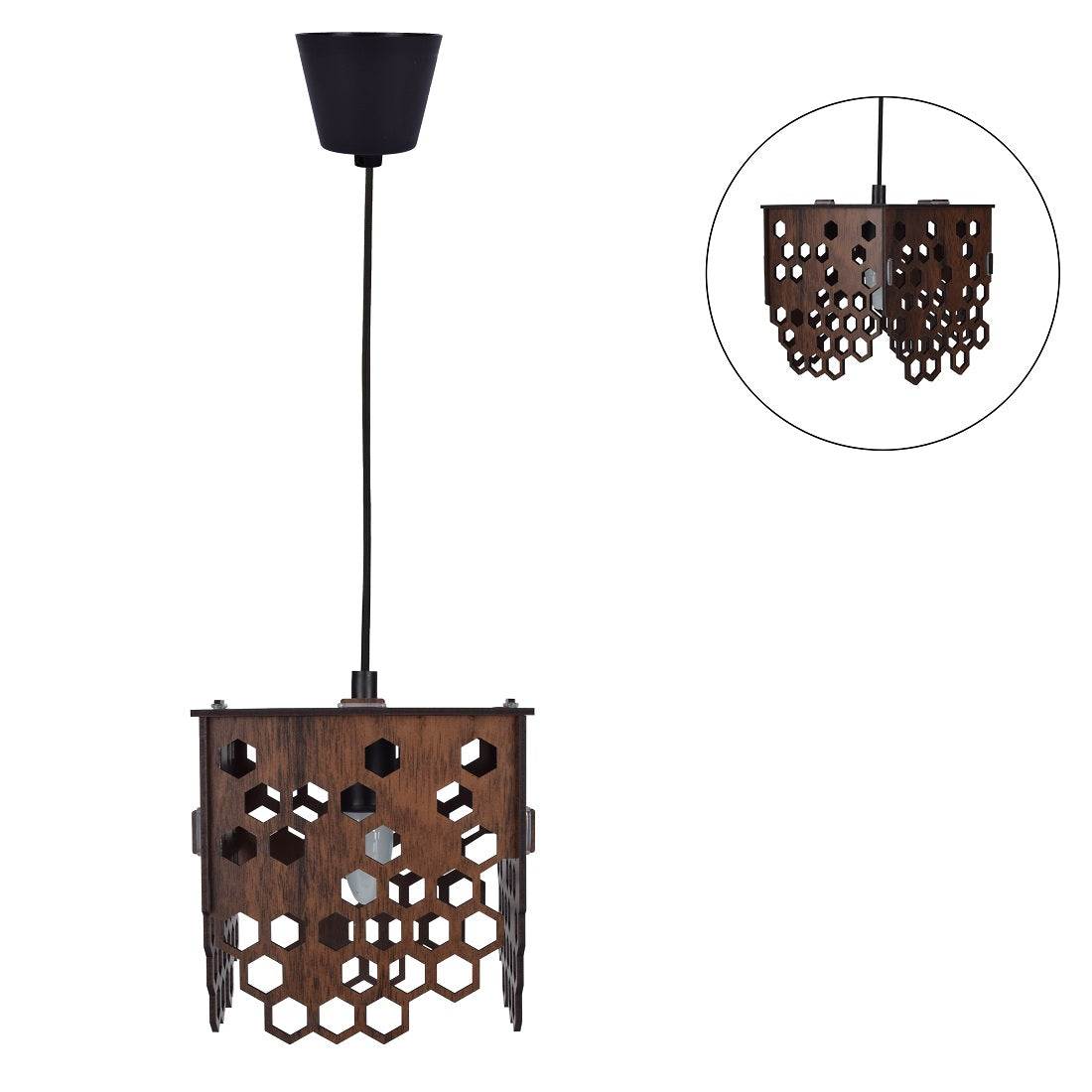 Wooden Honeycomb Pendant Light | Modern Ceiling Hanging Lamp for Home, Café & Restaurant Decoration (20x104 cm)