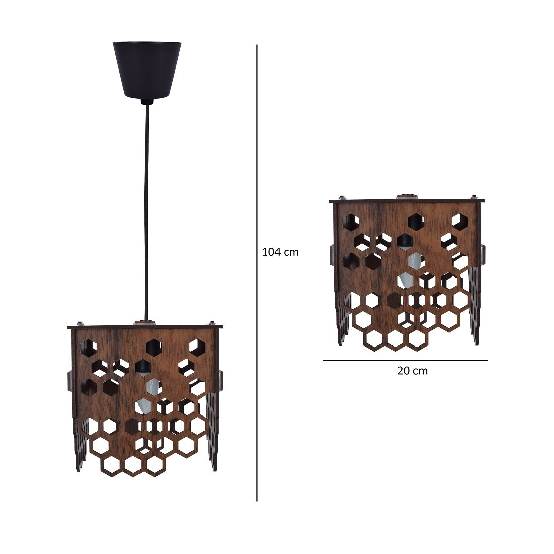 Wooden Honeycomb Pendant Light | Modern Ceiling Hanging Lamp for Home, Café & Restaurant Decoration (20x104 cm)