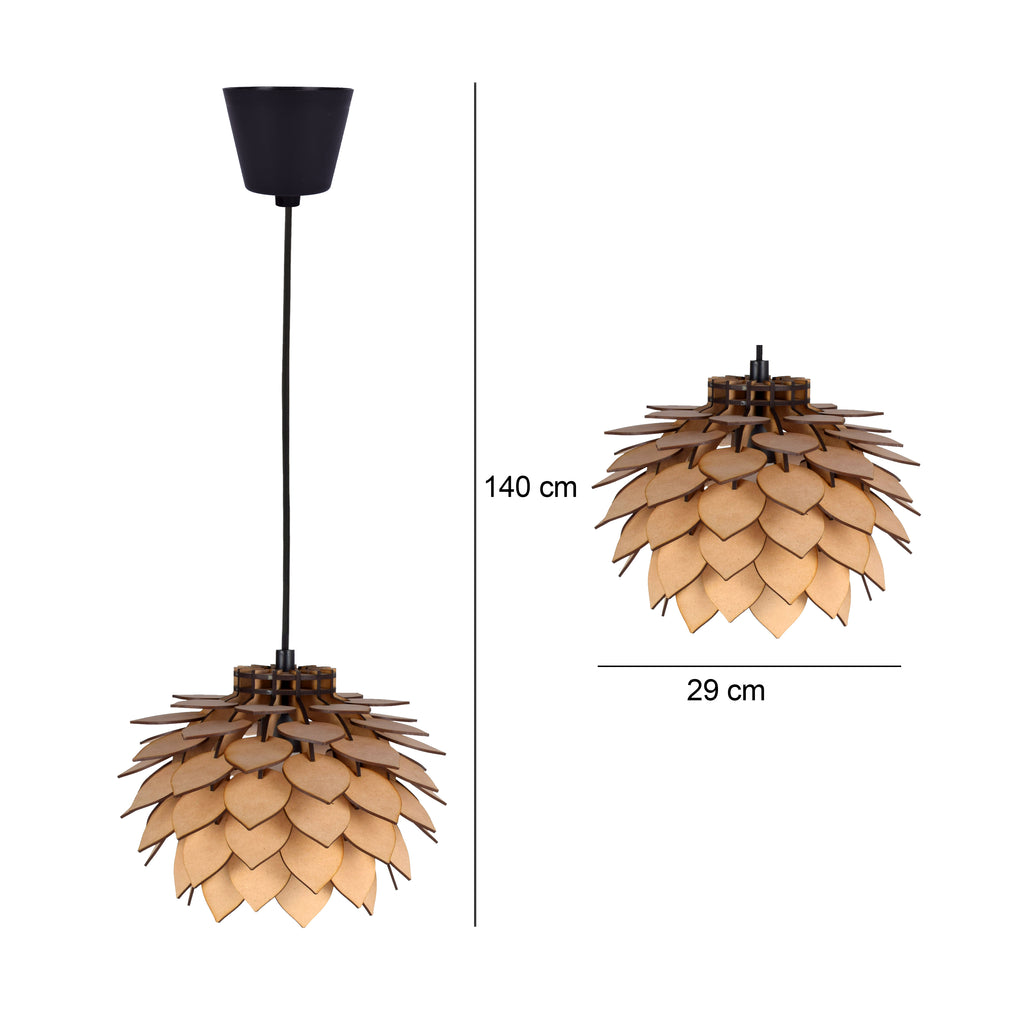 Wooden Pendant Light for Ceiling – Modern Hanging Light Fixture for Living Room, Dining Room & Bedroom (29 x 29 x 140 cm)