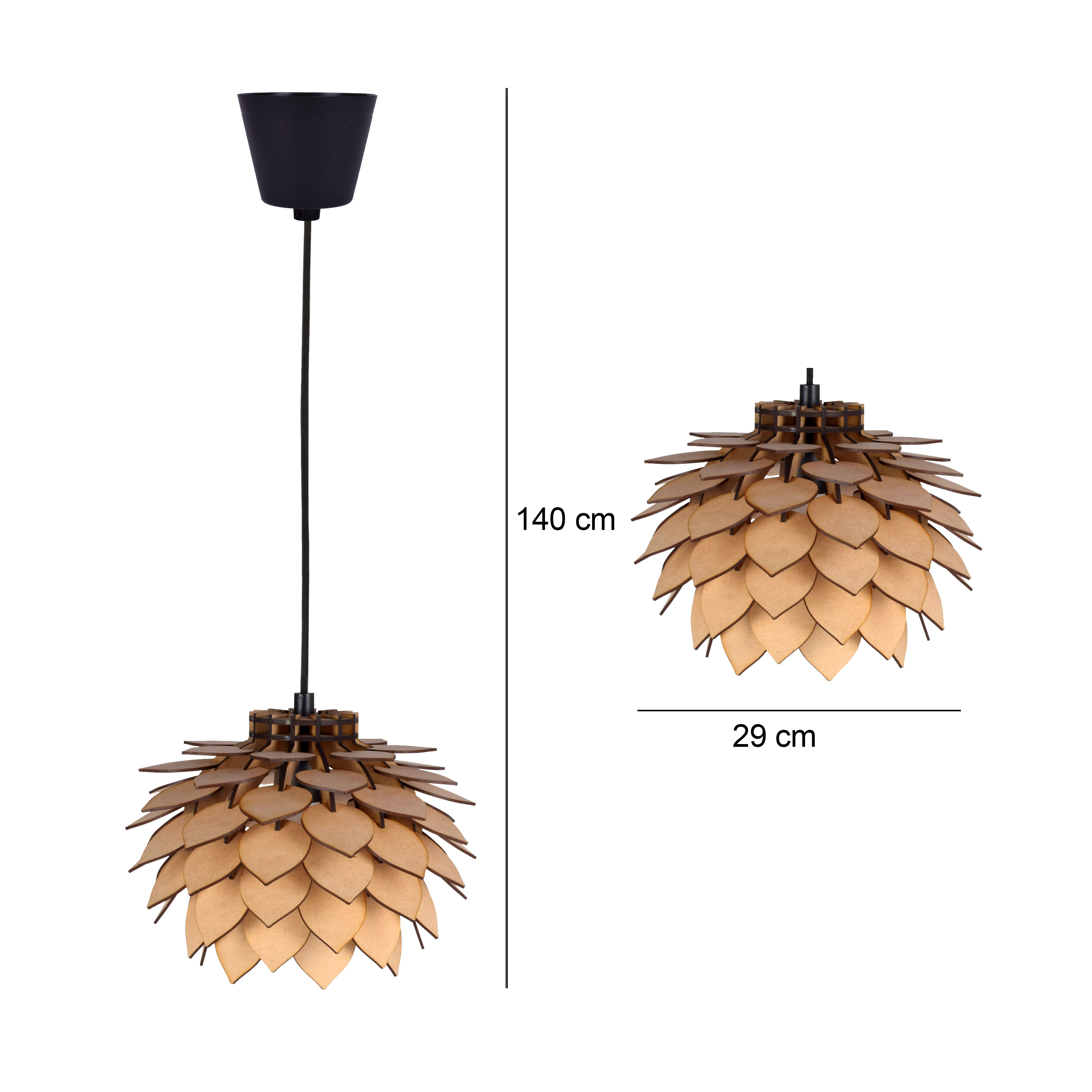 Wooden Pendant Light for Ceiling – Modern Hanging Light Fixture for Living Room, Dining Room & Bedroom (29 x 29 x 140 cm)