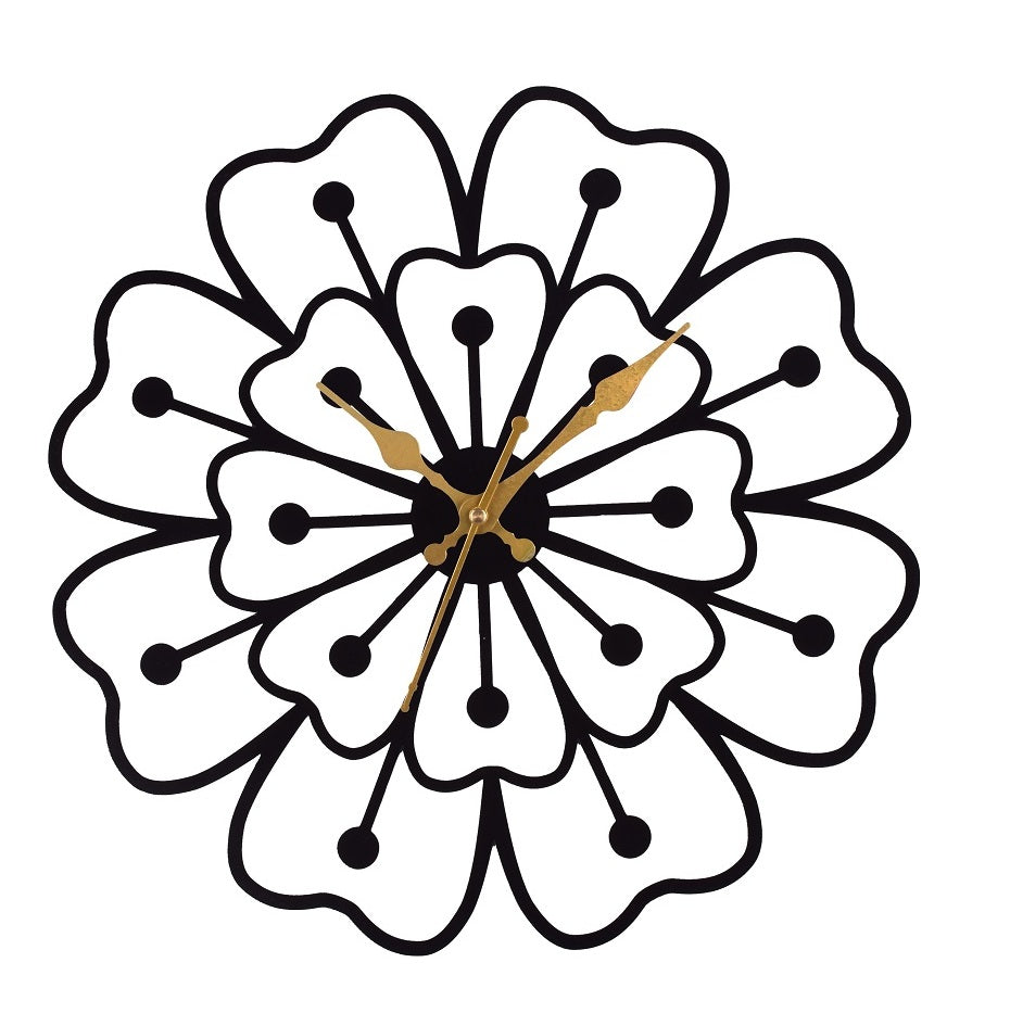 Flower Design Metal Wall Clock 39 cm – Decorative Modern Wall Clock for Living Room, Bedroom & Office